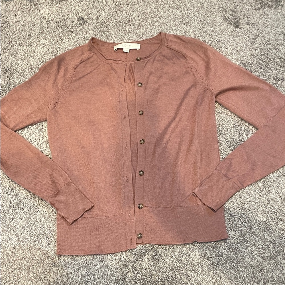 LOFT XS Dusty Rose Cardigan Sweater